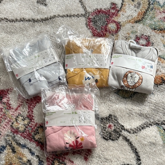 Uniqlo Kids Bodysuits - Pink, Yellow, Gray, Cream - Picture 1 of 1
